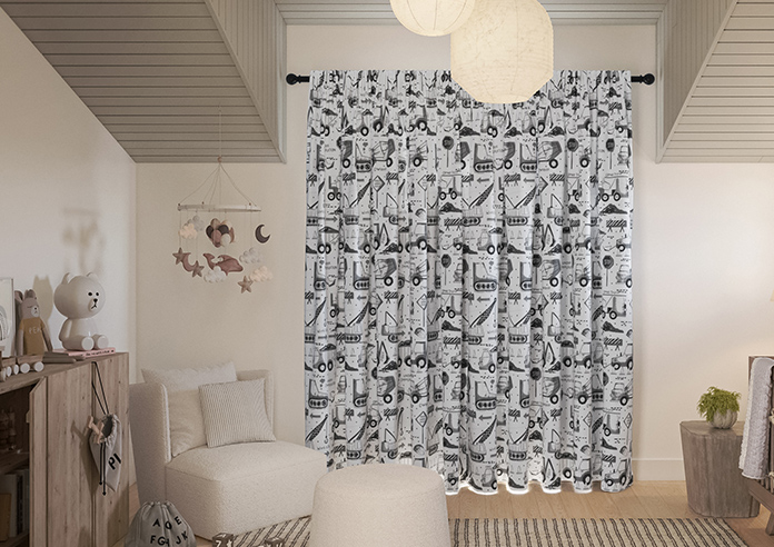 Tinker Town, Black And White - Made to Measure Curtains - Image 7